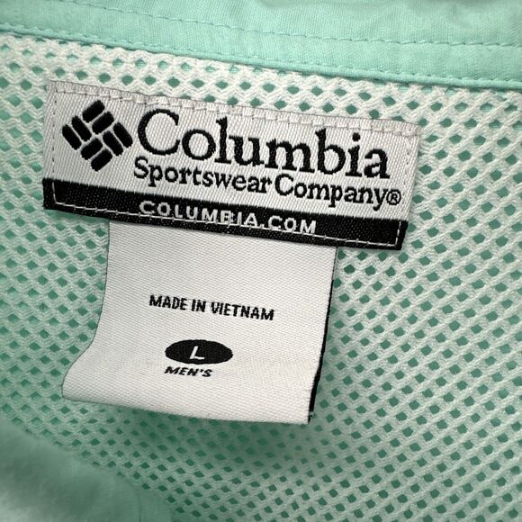 Columbia PFG Shirt Mens Large Blue UPF 30+ BIRD KEY LOGO Fishing Long Sleeve - Picture 2 of 10